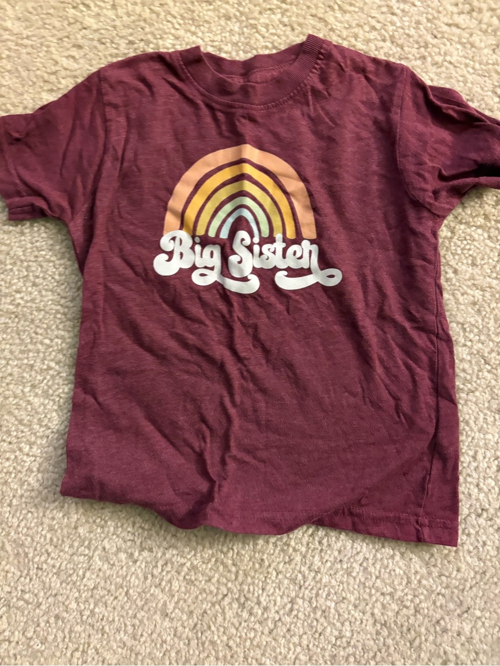 Big Sister Retro Rainbow Tee - Maroon